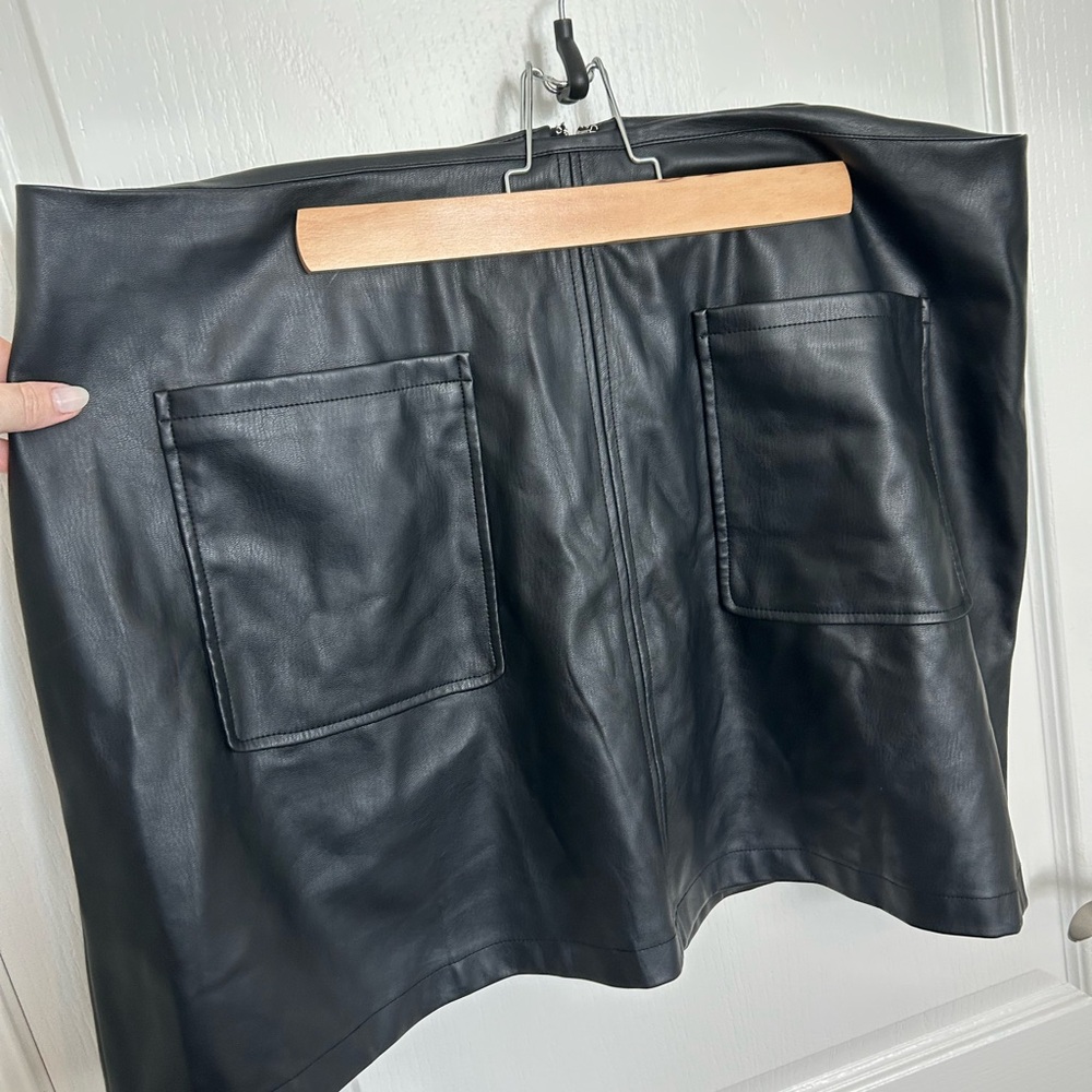 Maeve Black Mini Leather Skirt